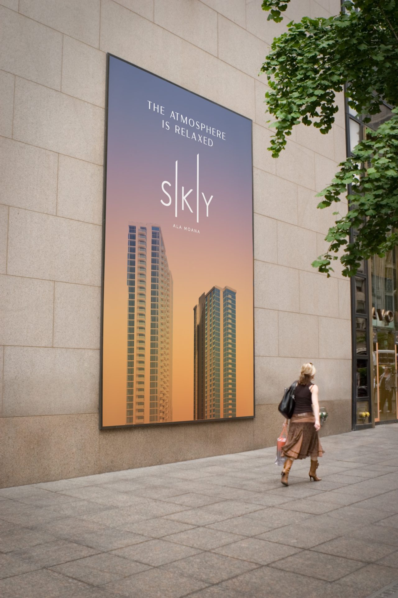 Sky Ala Moana branded billboard crafted by Flux branding agency